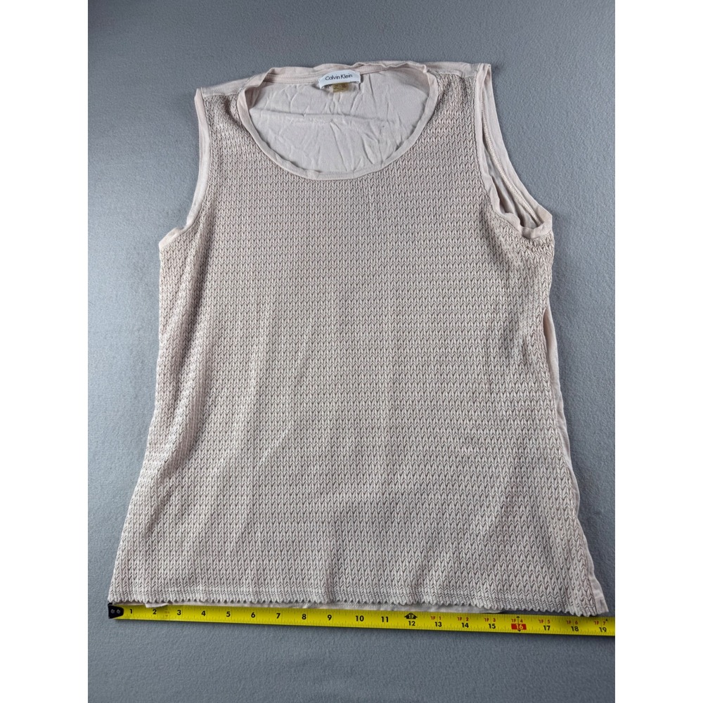 Calvin Klein Womens Large Textured Chevron Sleeveless Shell Tank Top L